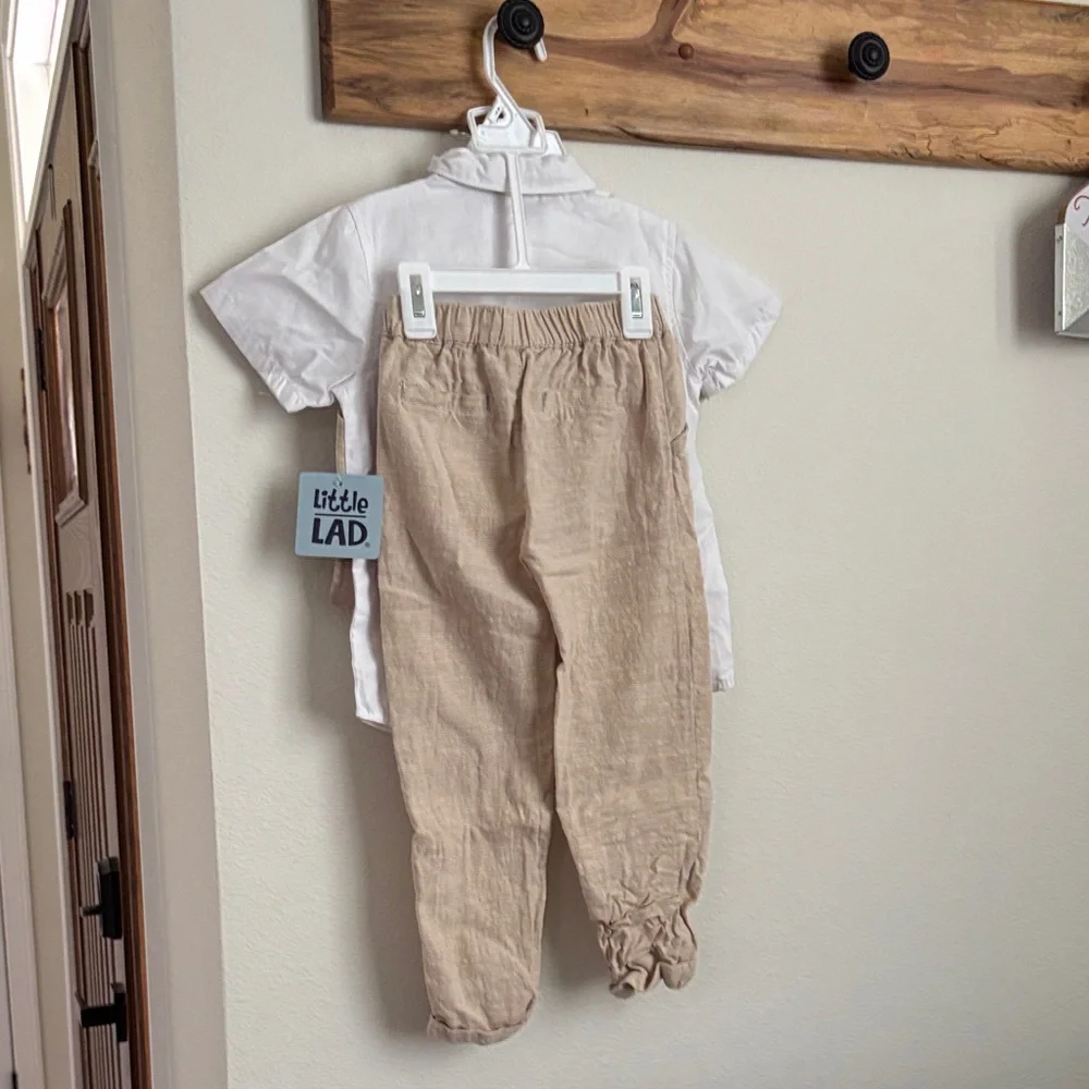 Charming Tan Kids Vest and Pants Set with Bow Tie